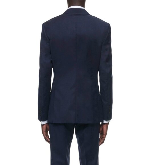 DE FURSAC Virgin wool Serge Fitted Lined Carbon Blue Suit Blazer Jacket 46R S/M - Picture 3 of 10